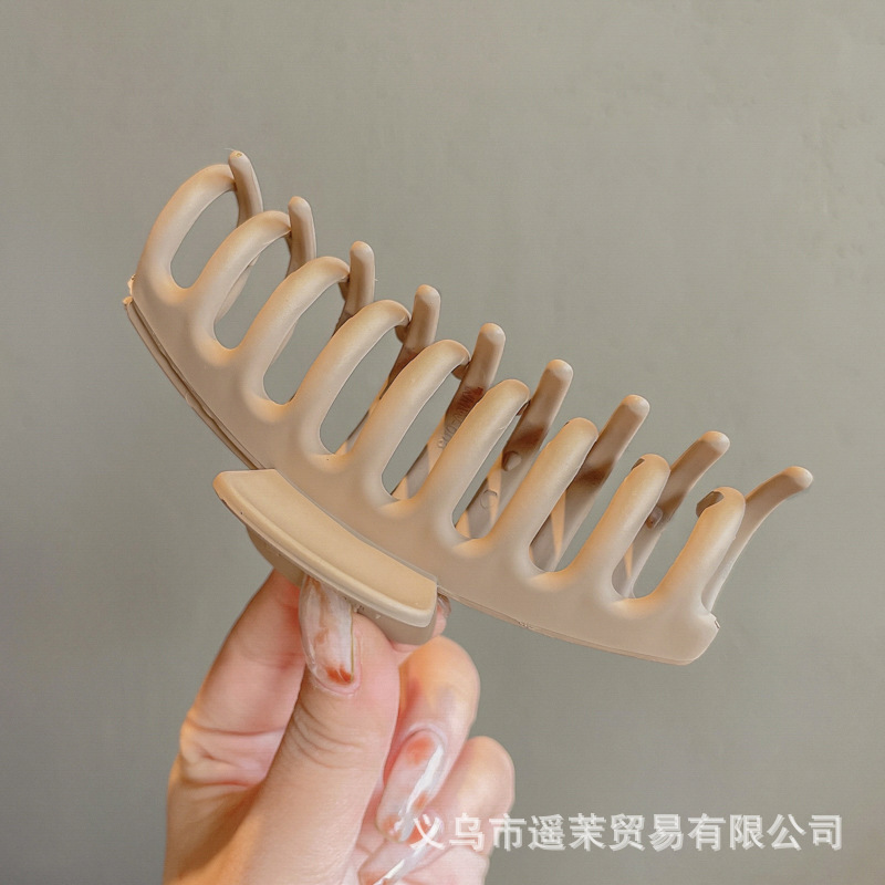 咖色磨砂抓夹女2025年新款发夹后脑勺大号发量多鲨鱼夹子发卡头饰|undefined