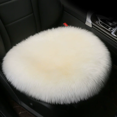 Car Winter Cushion Plush Wool pad - wool-integrated-pad-square-pad-off-white