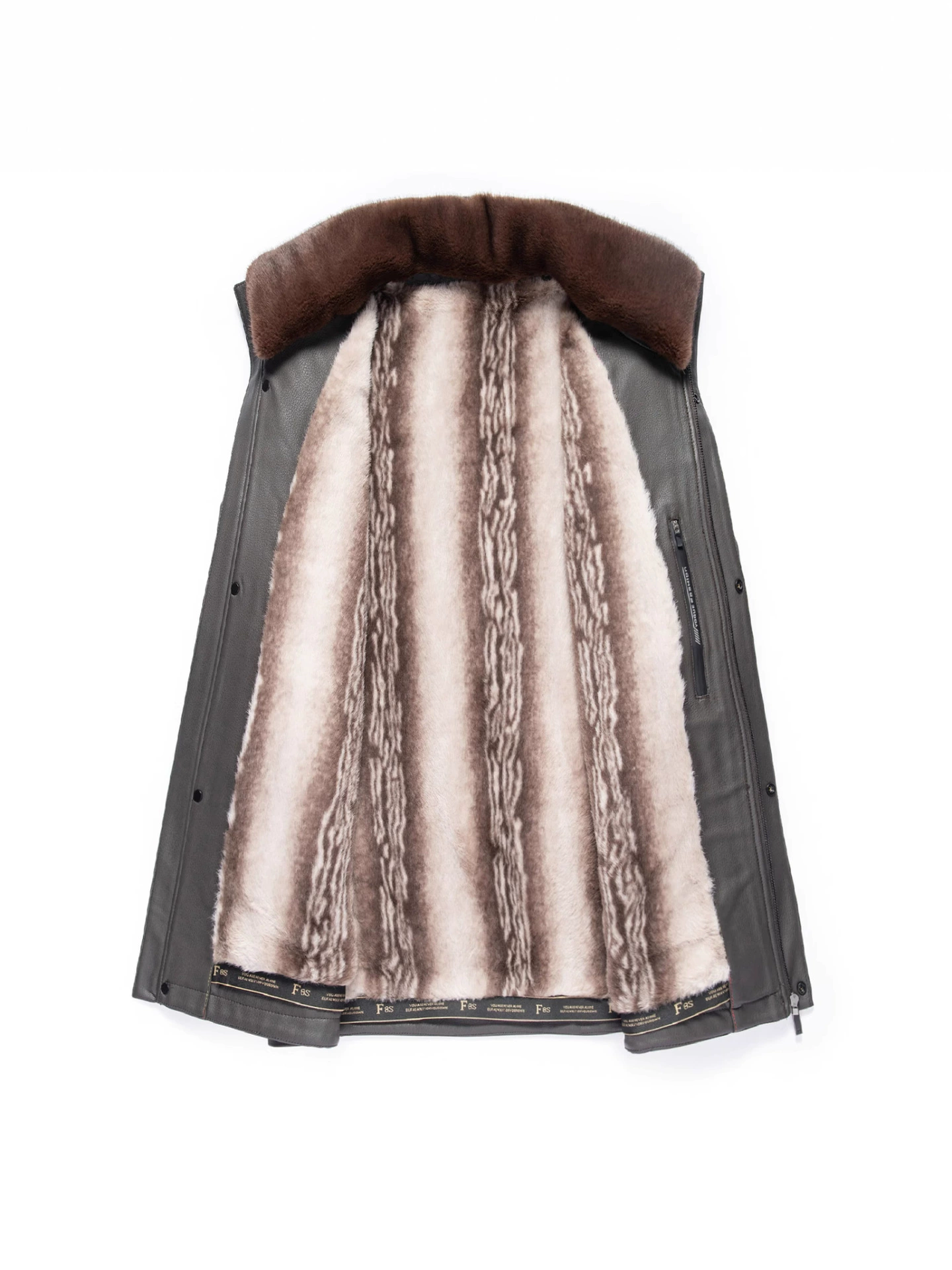 Winter warm long jacket, genuine leather, for middle-aged man, mid-length