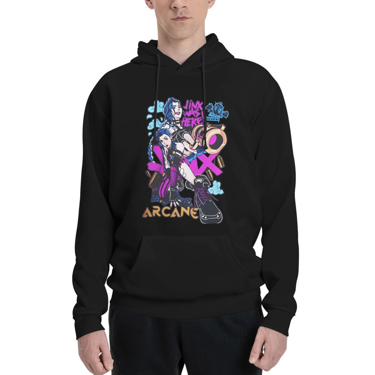 Jinx Loose Hoodies Male Arcane Set Fashion Pullover Hoodie
