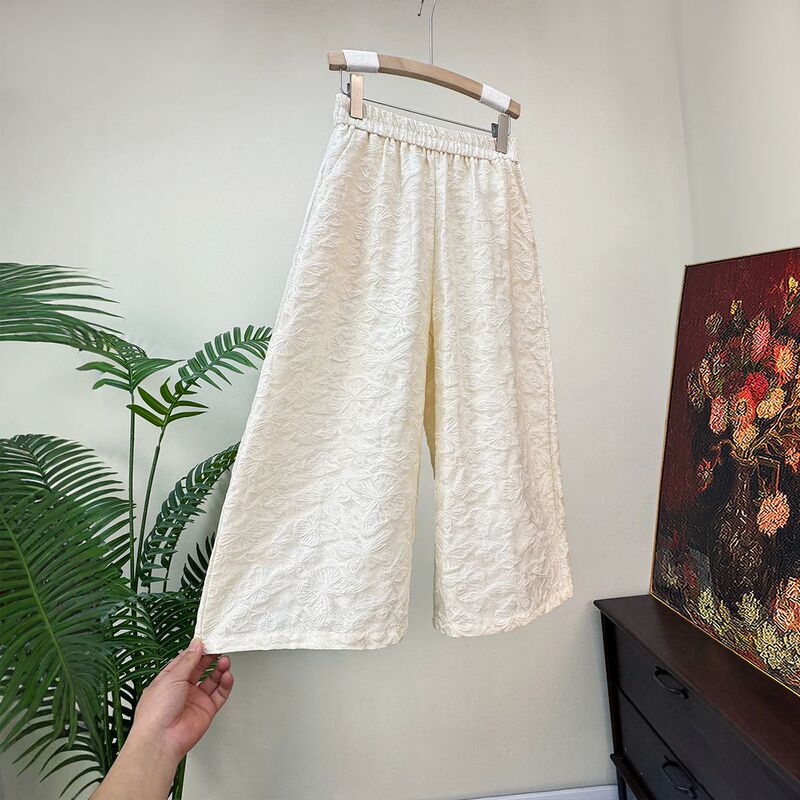 【Zhi Li】New Chinese-Style Embossed Jacquard Butterfly Wide-Leg Pants 2026 Summer New Fashion Stylish Slimming Pants 【Zhi Li】New Chinese-Style Embossed Jacquard Butterfly Wide-Leg Pants 2026 Summer New Fashion Stylish Slimming Pants