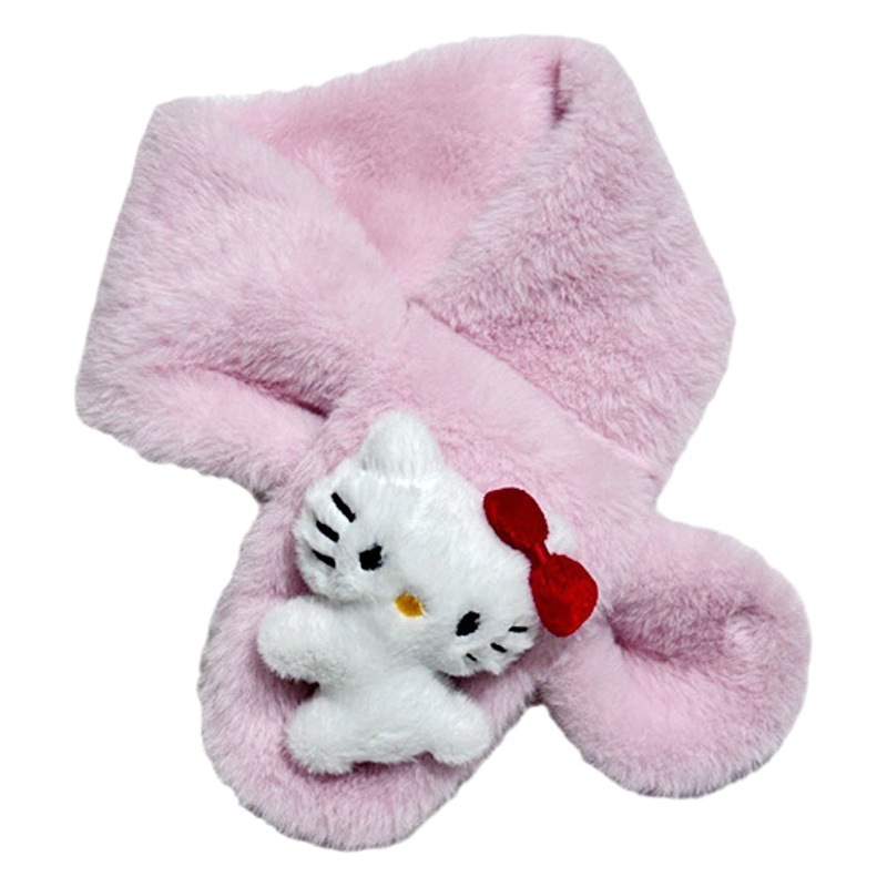 Children's scarf new cartoon plush imitation rabbit fur thickened autumn and winter boys and girls cross scarf baby scarf