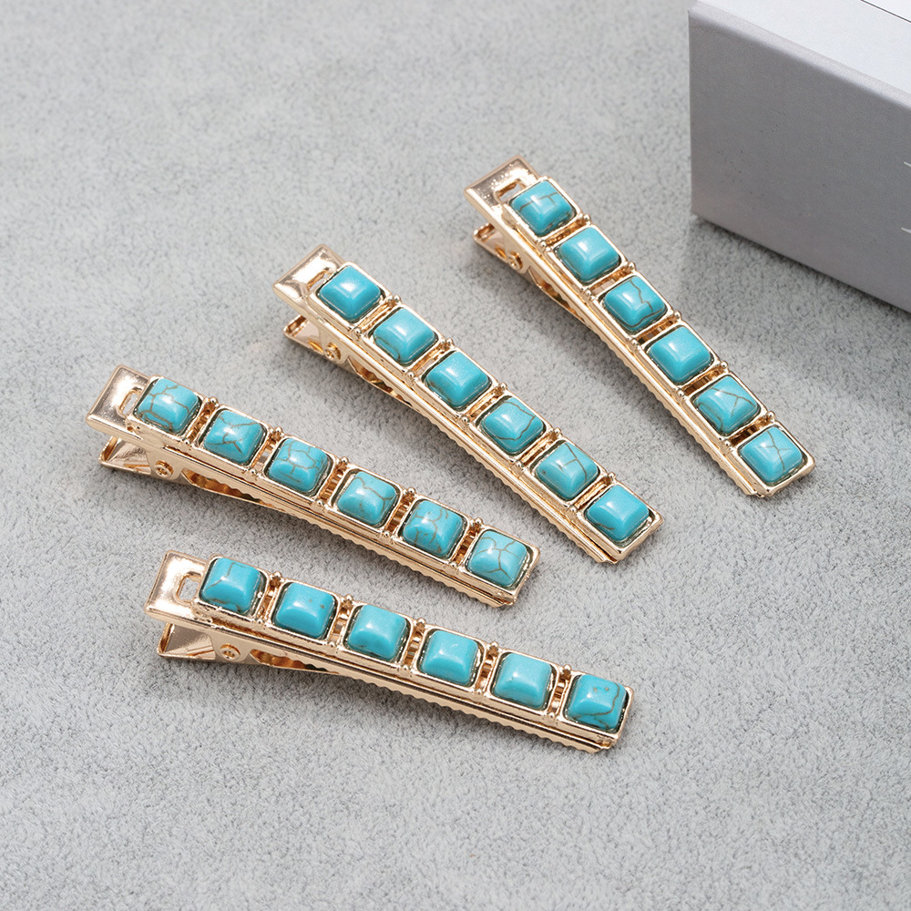 Women's Retro Solid Color Alloy Inlay Turquoise Hair Clip display picture 5