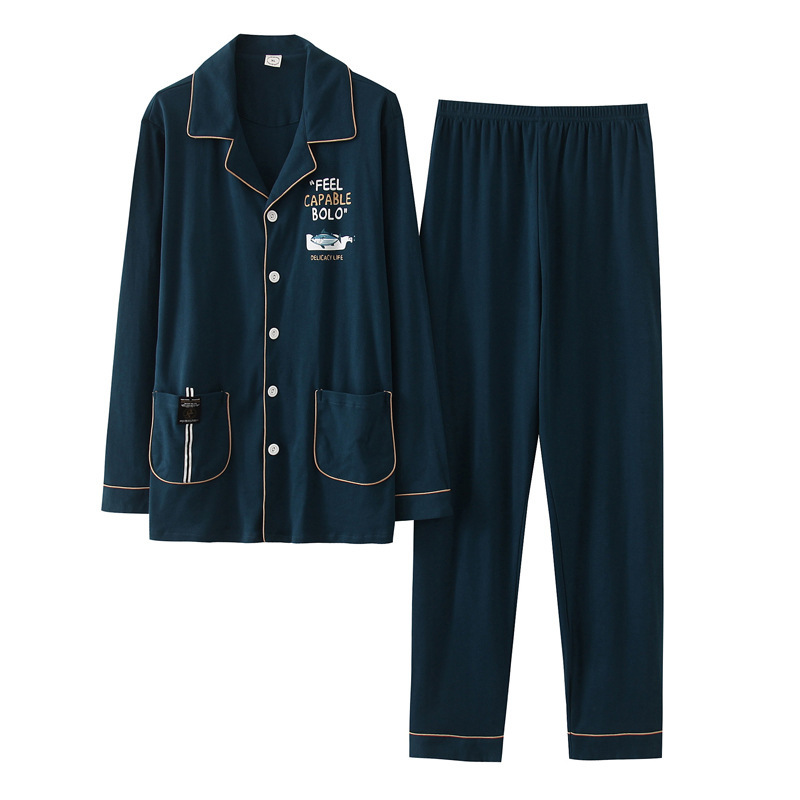 2022 nuevos pijamas de los hombres 100% algodón de manga larga delgada primavera y verano traje pareja ropa para el hogar primavera y otoño más tamaño celebridad de Internet