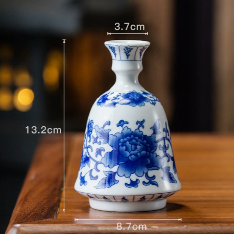 Vaso de escritorio de cerámica de porcelana pequeña boca mini hidroponía de flores retrógradas botellas de flores de porcelana