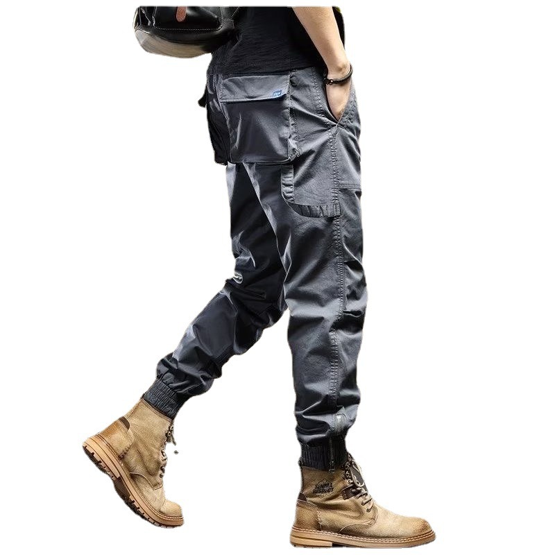 American Style Khaki Cargo Cool Spring Autumn New Trendy Men's Casual Loose Fit Jogger Pants_voghion.com