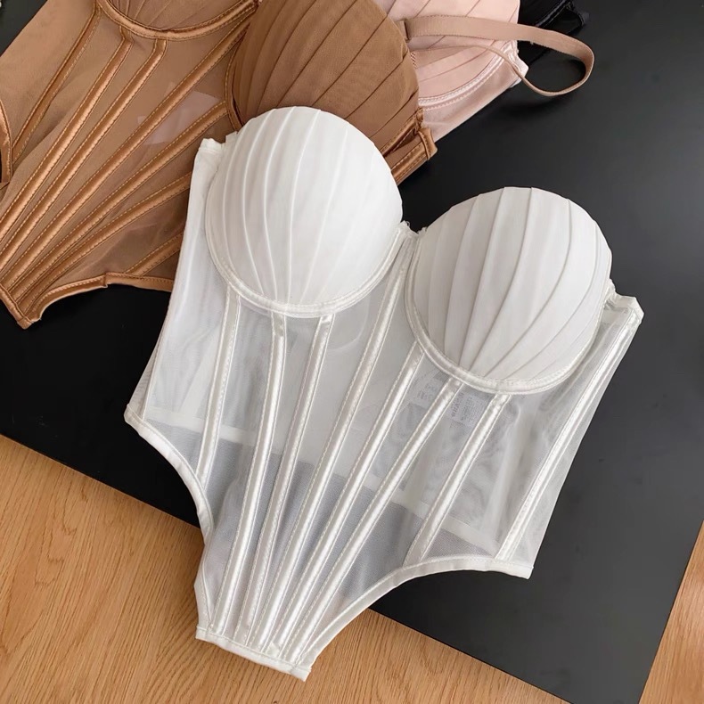 Top camisole senza spalline con stecche e coppe imbottite_voghion.com