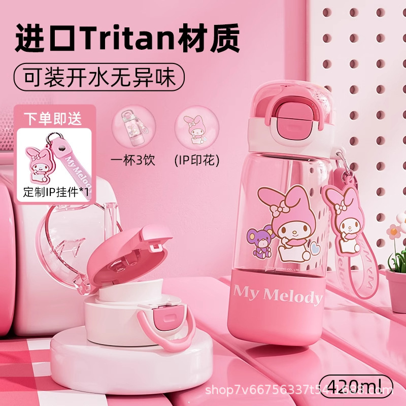 三丽鸥儿童水杯上学专用夏季新款2025高颜值女孩外出便携吸管杯子|undefined