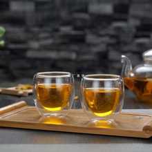 批发批发双层隔热玻璃茶具小茶杯套装 喝茶功夫茶碗透明花茶杯子6