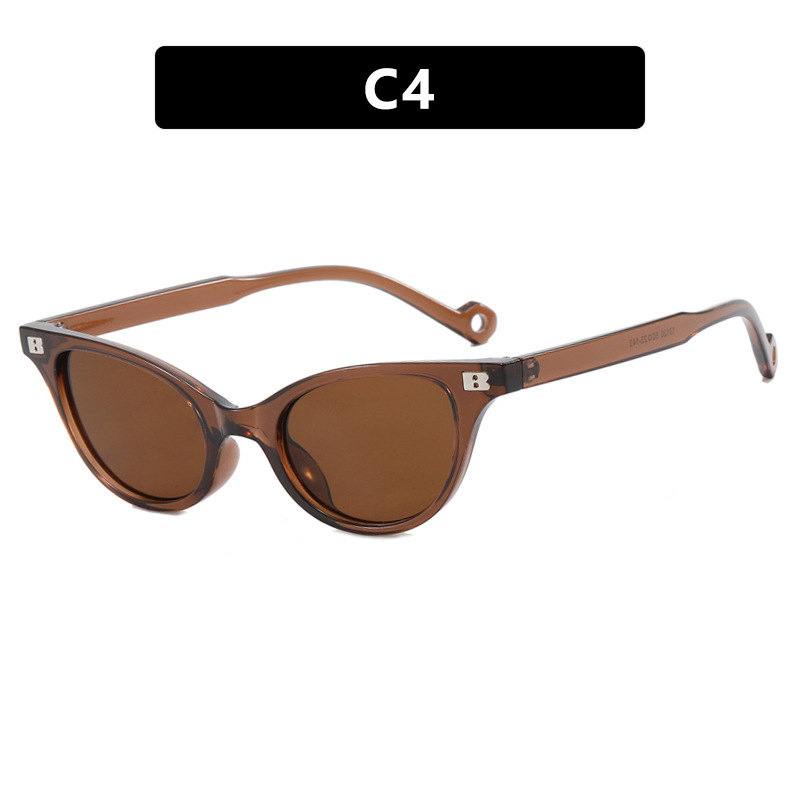 Gafas de sol con letra de ojo de gato de marco pequeño para hombres y mujeres, tiro callejero de moda europea y americana, gafas de sol de protección solar al aire libre Sunglasses