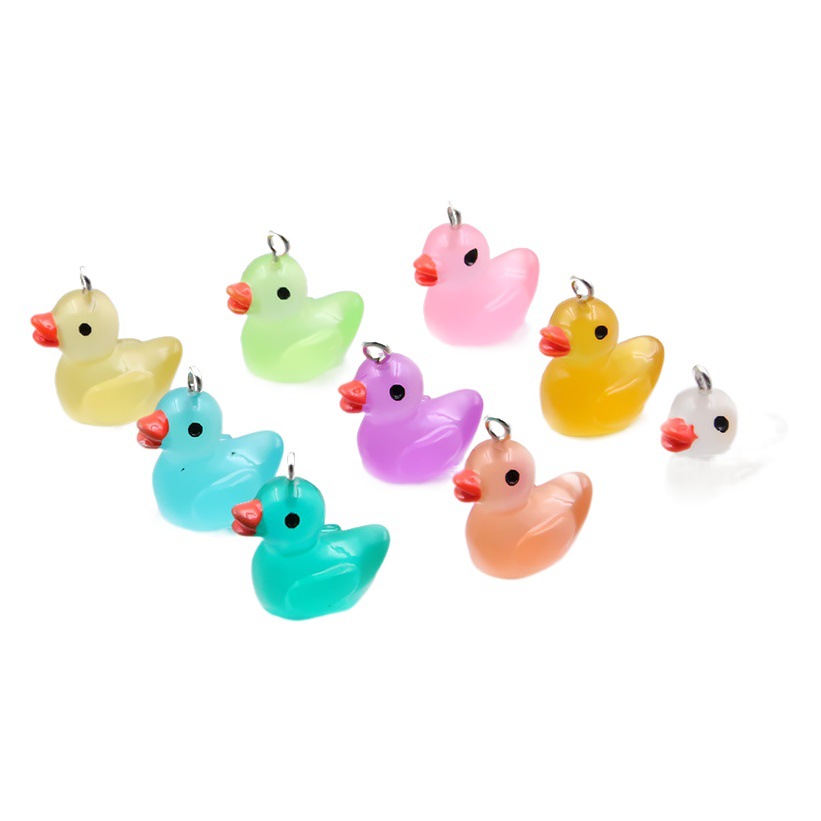 7 colores 19*20mm accesorios de resina de bricolaje patito colgante luminoso encanto equipaje collar pulsera colgante
