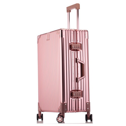 Vintage Style Aluminum-Magnesium Alloy Wheeled Luggage Metal Travel Suitcase with Swivel Wheels Wholesale Suitcase and Bag Dropshipping One Piece