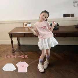 夏季女童装洋气时髦超好看甜酷时尚公主儿童宝宝短袖裙子两件套装