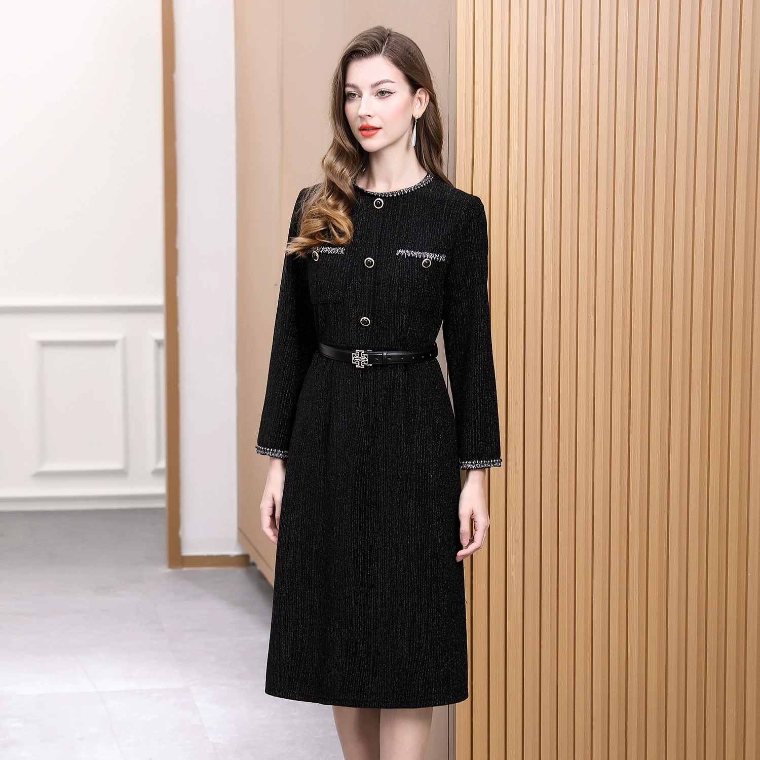 Новое черное платье Весна 2025, в стиле Шанель, потрясающе красивое, элегантное, для светских мероприятий, высококачественное, стройнящее, изящное, подходит для повседневной носки