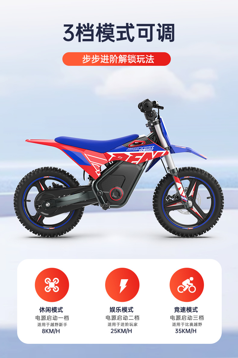 Apollo Warrior Two-Wheel Off-Road Electric Motorcycle RFN – An Electric Vehicle for Teenagers and Children, Perfect as a Birthday Gift for Parents and Kids