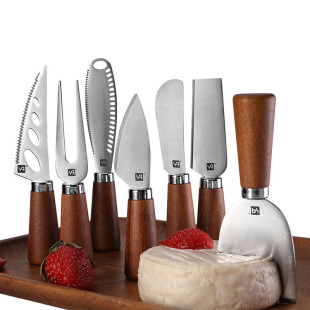 Cross-Border Spot High-Quality Cheese Tools Acacia Wood Handle Cheese Knife Fork Shovel Stainless Steel Butter Knife Cheese Knife