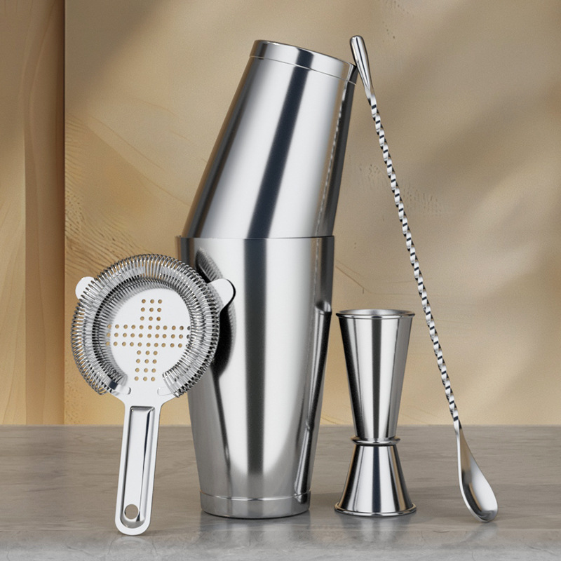 304 acero inoxidable Boston mezclador de cóctel shaker bar salón cuchara taza de medición conjunto de mezcla