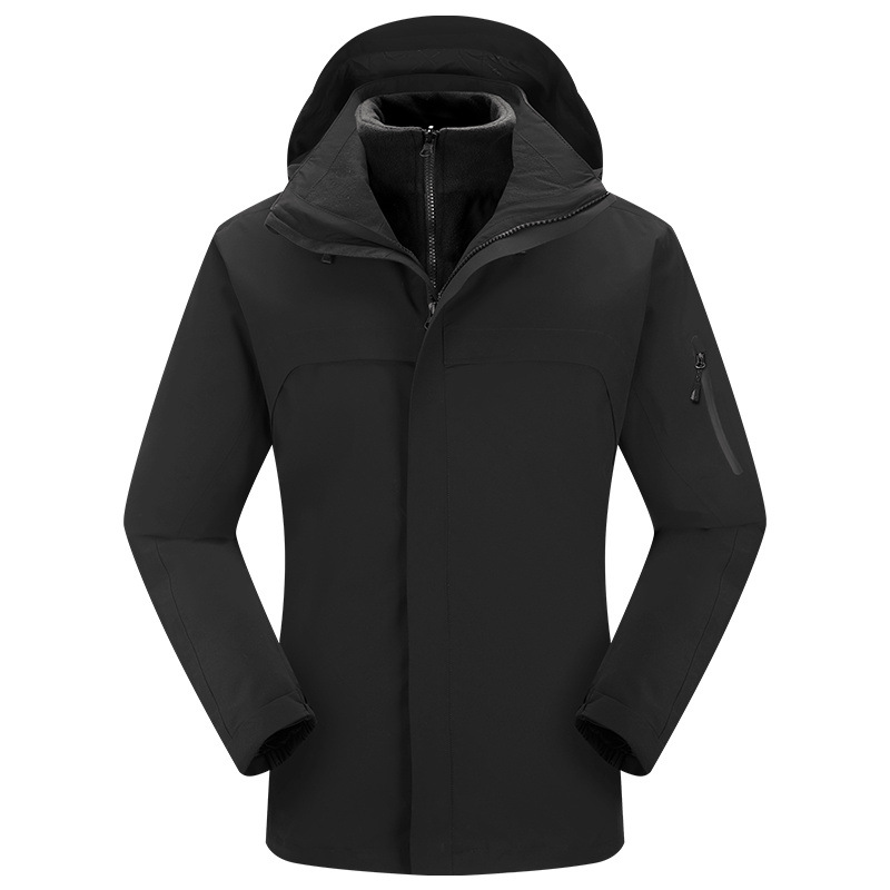 3 - en - 1 traje de asalto desmontable a prueba de viento dos piezas juego de ropa de trabajo de terciopelo casual capa de impresión LOGO para hombres