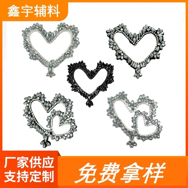 Taladro de vidrio hecho a mano, amor hueco, ojo de caballo, decoración de diamantes, accesorios de ropa, bolsos, pegatinas decorativas de todo fósforo, diamantes adhesivos