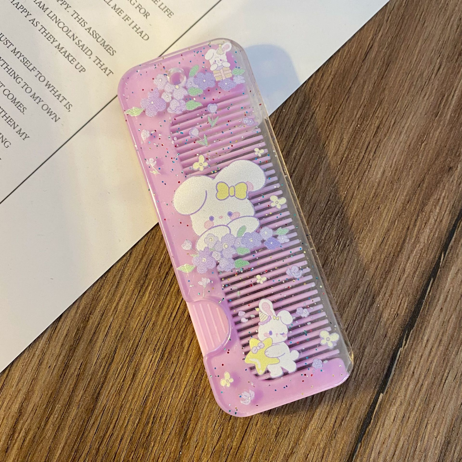 Estudiante de dibujos animados lindo peine conveniente pequeño peine chica corazón oso suave chica peine de pelo masaje mini peine