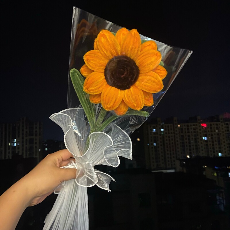 ひまわりの花束インスタイルツイストスティックニッチ素材パッケージでひまわりの手作りDIY大学入学試験と高校入学試験の応援ギフトを一気に獲得|undefined