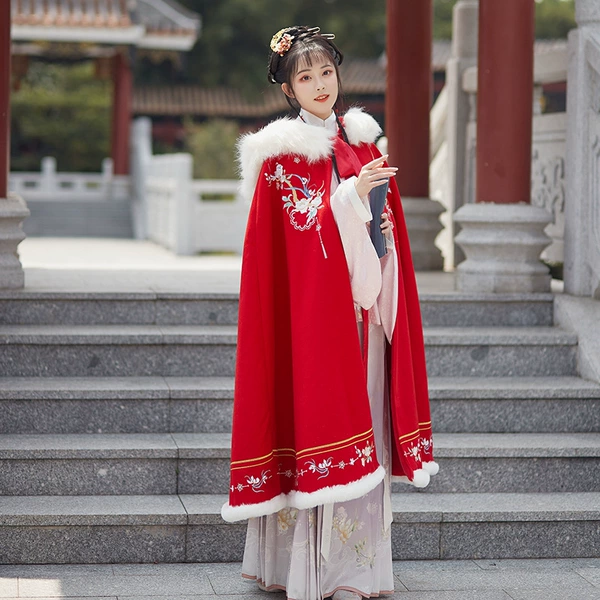 Red fleece trench coat
