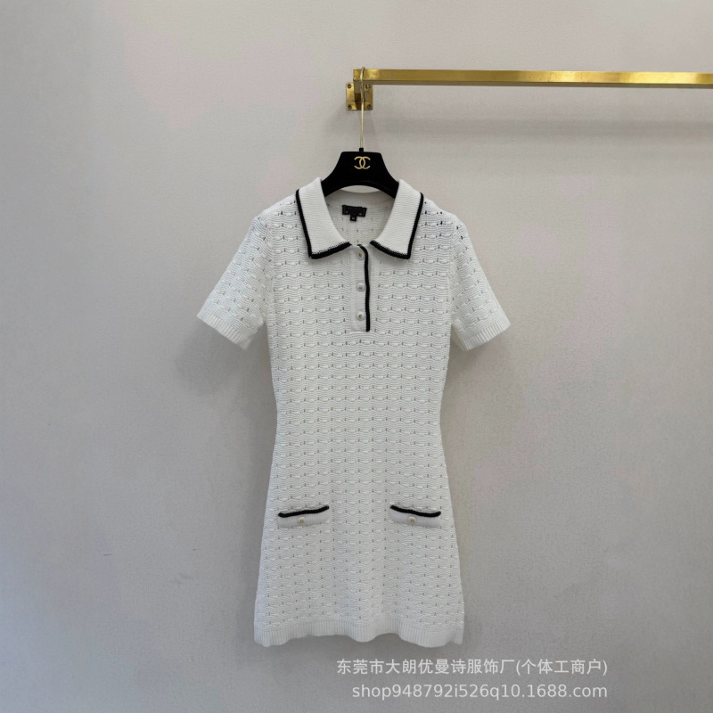 Turn-Down Collar Pocket T-Shirt Summer New Style for Middle and High School Students, Short-Sleeve Stylish Age-Reducing Dress, Knit Top