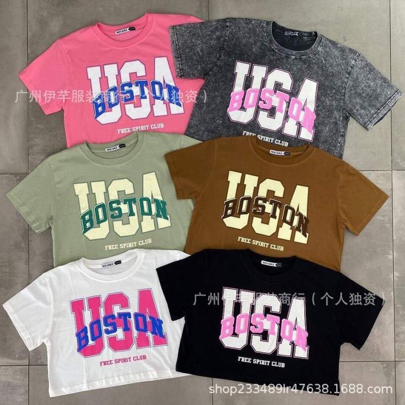 Summer Short-sleeved T-shirt Women's Women's T-shirts Women's Loose ins Fashion Brand American High Street Printed Top