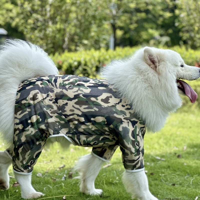 犬服夏薄いメッシュ大型犬ゴールデンレトリバーサモエド四本足服汚れ防止、抜け毛防止夏の日焼け止め|undefined