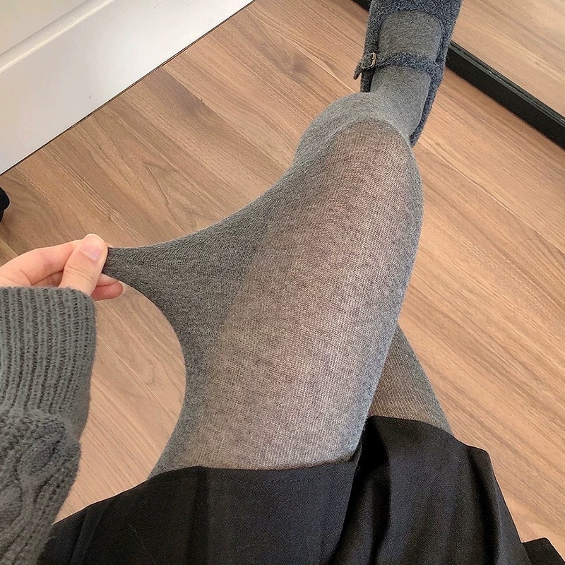 [Old Money Style Slightly Translucent Miu Series] Autumn and Winter Advanced Thin Gray Translucent Pantyhose Cool Sunscreen Base Layer