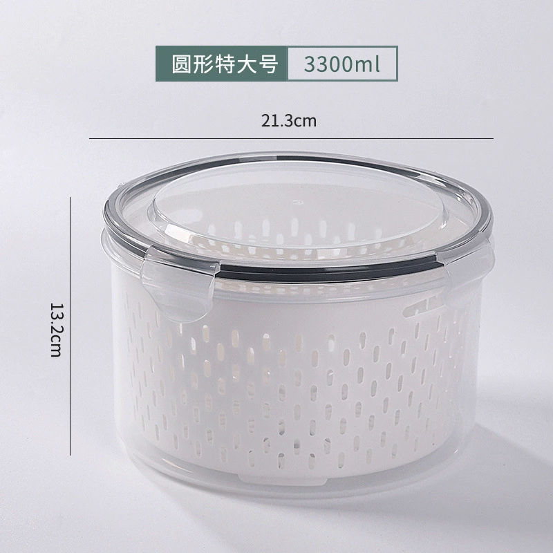 Double‑layer draining food storage box, transparent food‑grade, multiple sizes & sets