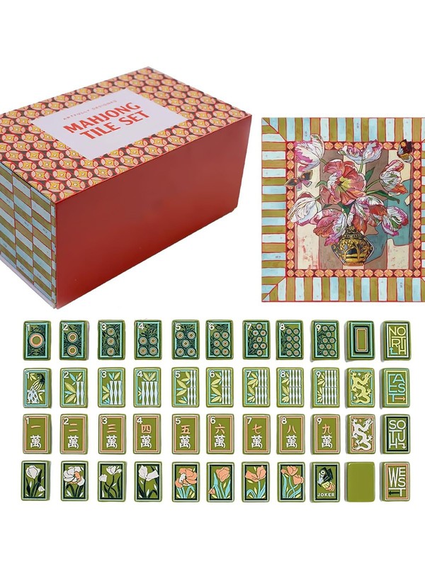 2025新款Hand-Painted Mahjong Tiles Set 手绘麻将牌套装|undefined