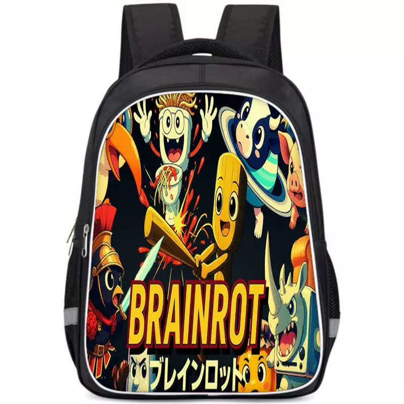 Деревянный рюкзак-карандаш БЛОКНОТ с принтом Brainrot, школьный рюкзак TRALALERO большой вместимости, школьник