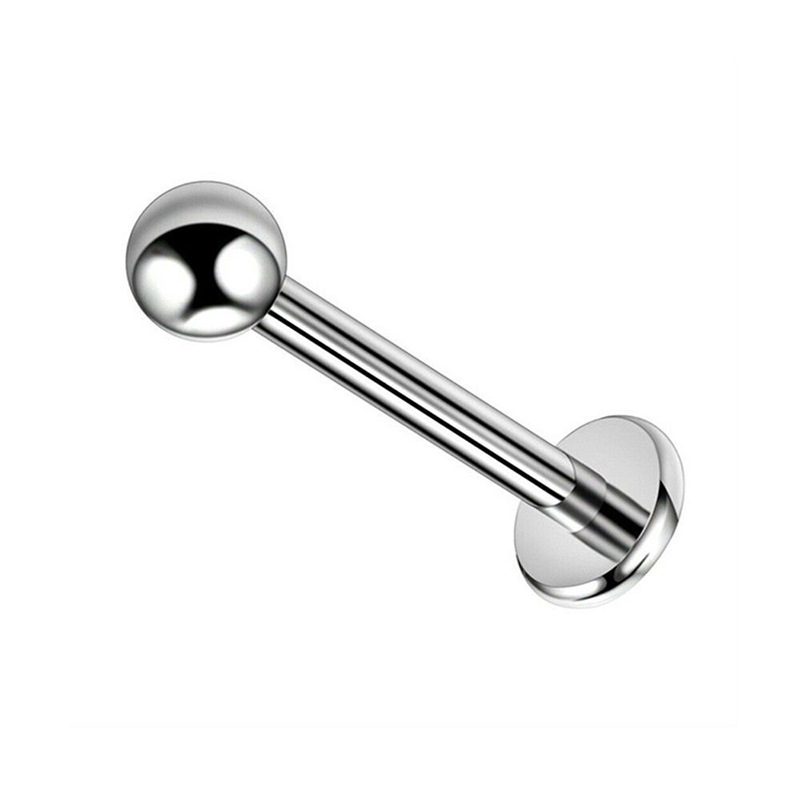 Silver pointed spike labret stud material detail