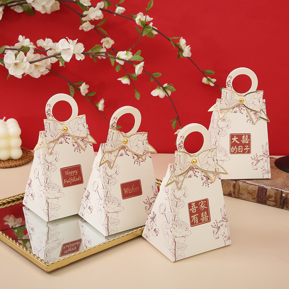 ins創意喜糖盒 輕奢高端婚禮訂婚喜糖包裝盒蝴蝶結設計伴手禮盒