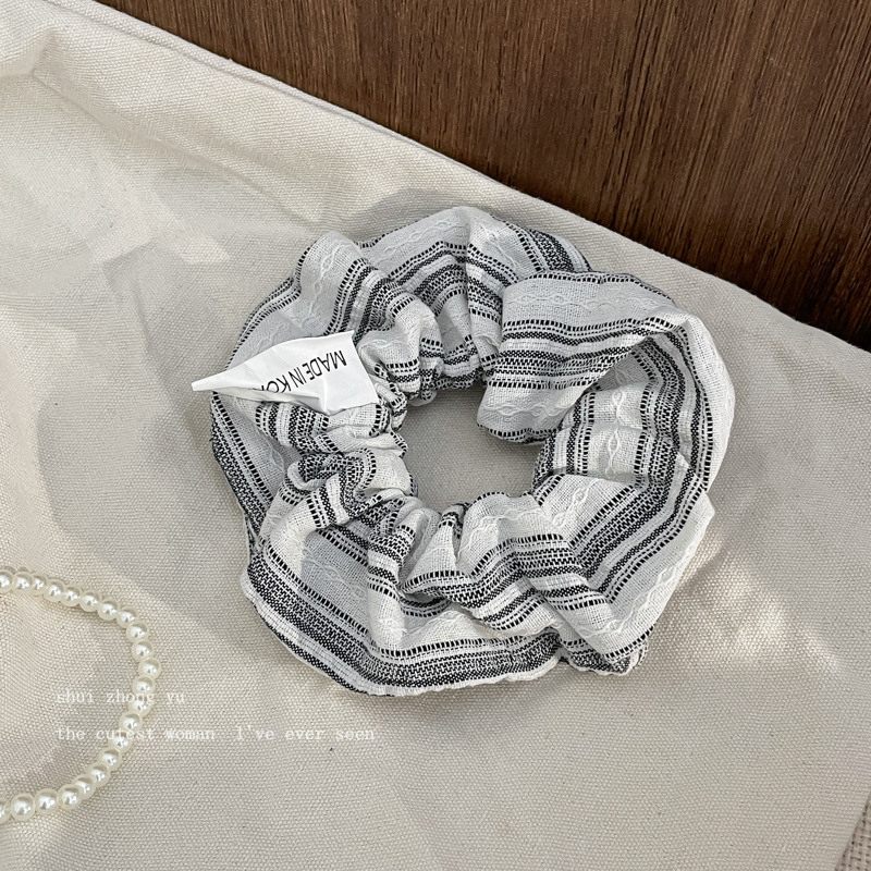 赵露思同款褶皱蕾丝发饰米色布艺发圈花边头绳氛围感大肠发绳|undefined