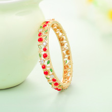 威德妮 北京景泰蓝儿童手镯民族风樱桃镶钻镂空开口镯子小孩礼物