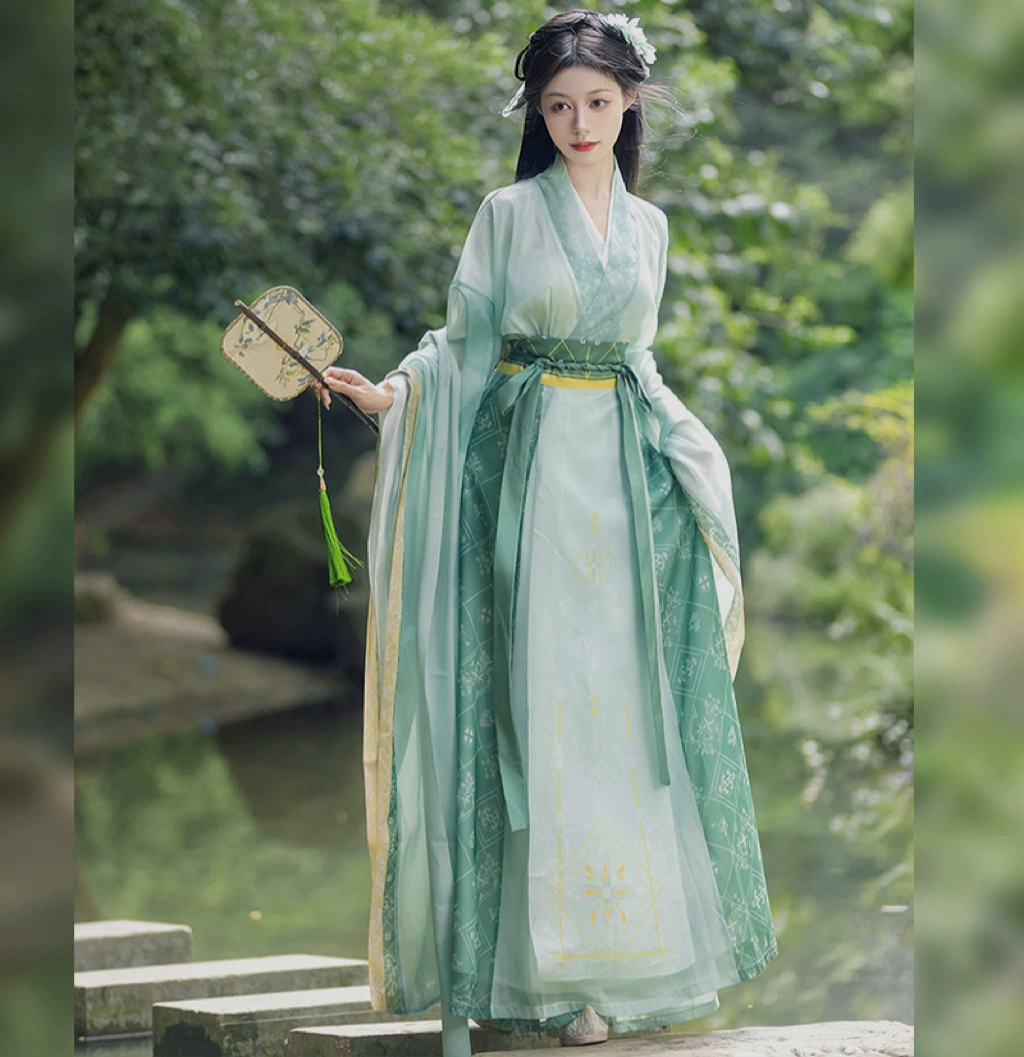 Yunzhuangge оригинальный [Qingyu] Wei Jinfeng Hanfu женский перекресток Guangxian северная и южная юбка с разрывом талии костюм феи