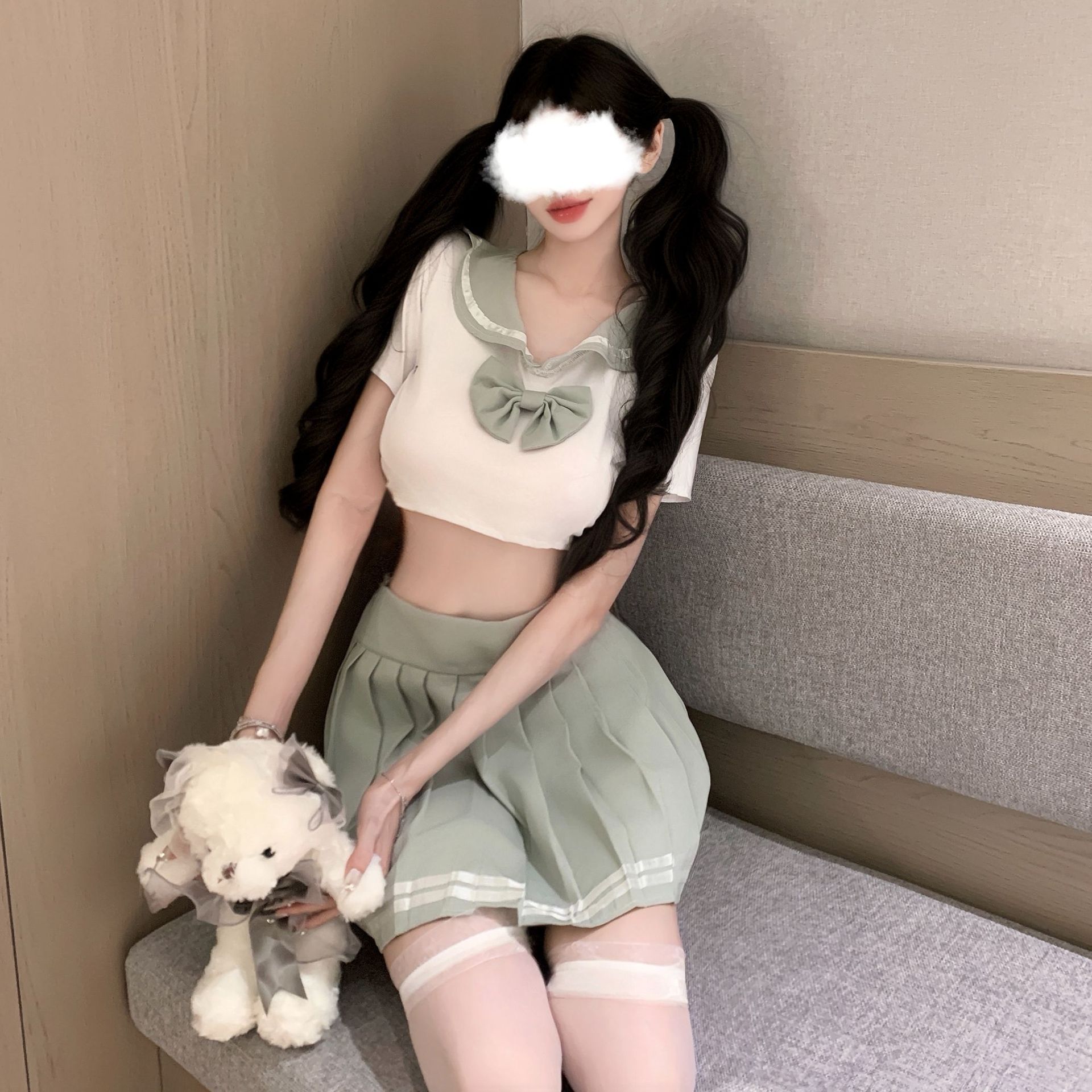 夜酥 Sexy underwear, split uniform, set, pijama