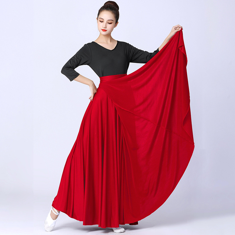 Xizang dance practice skirt skirt Xinjiang Mongolian dance one-piece wrap skirt minority practice skirt Uighur
