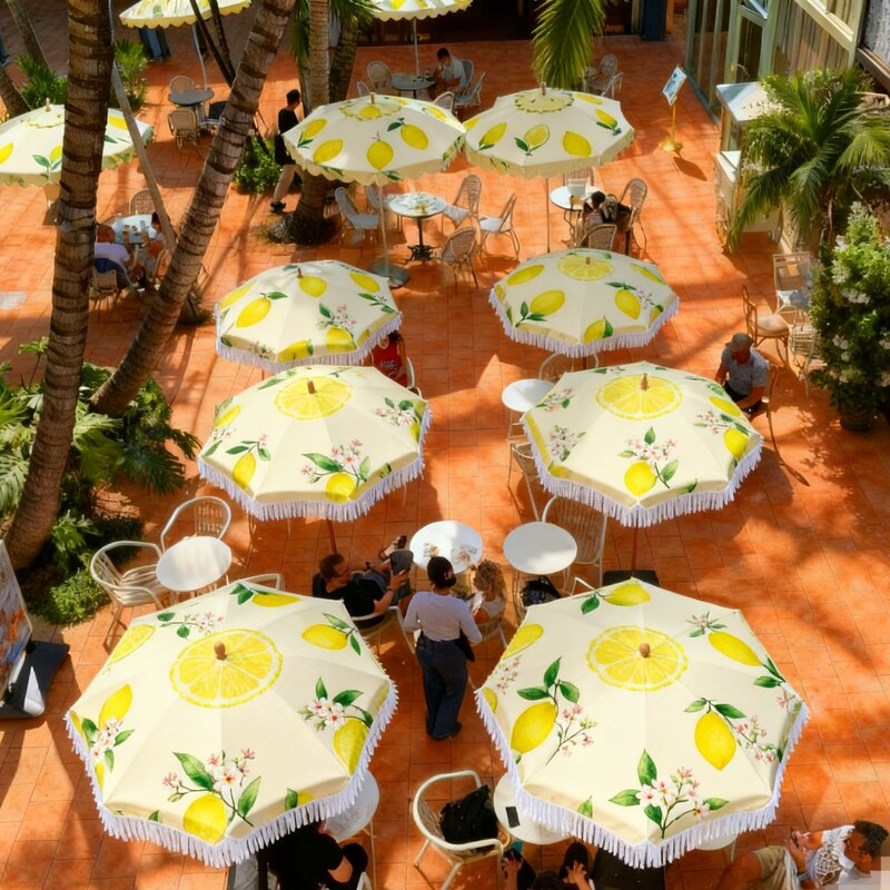 Factory foreign trade direct European luxury outdoor tassel umbrella garden solid wood courtyard umbrella adjustable large parasol