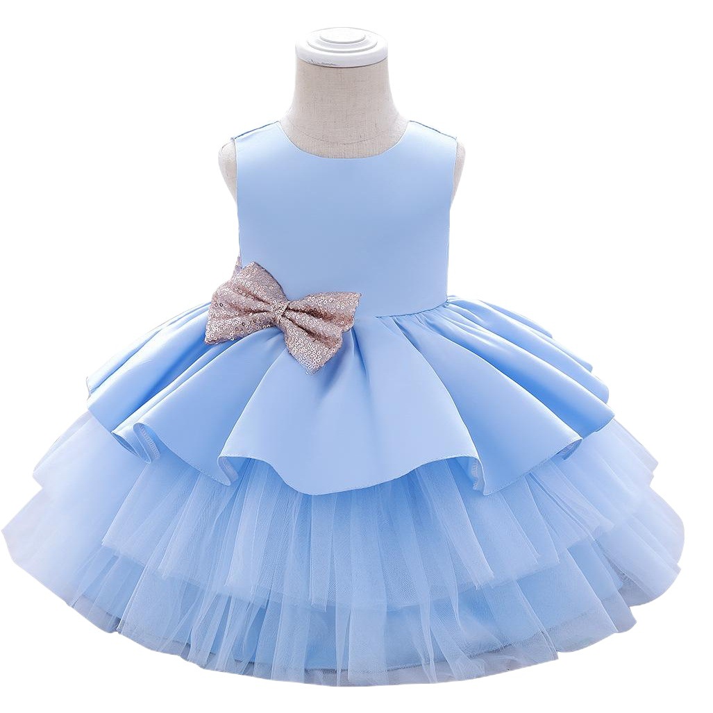 European and American 2026 Princess Dress, Sleeveless, Large Bow, First Birthday Dress, Baby Baptism Dress, Flower Girl Dress