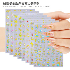 クロスボーダー 16 レーザー宝石ホットスタンピングネイルステッカー模造ダイヤモンドクラフト蝶の花ネイルアートステッカー粘着装飾