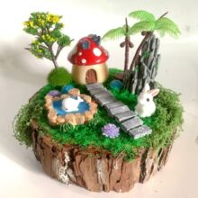 儿童手工微景观 制作DIY树皮木片 木切片配件材料