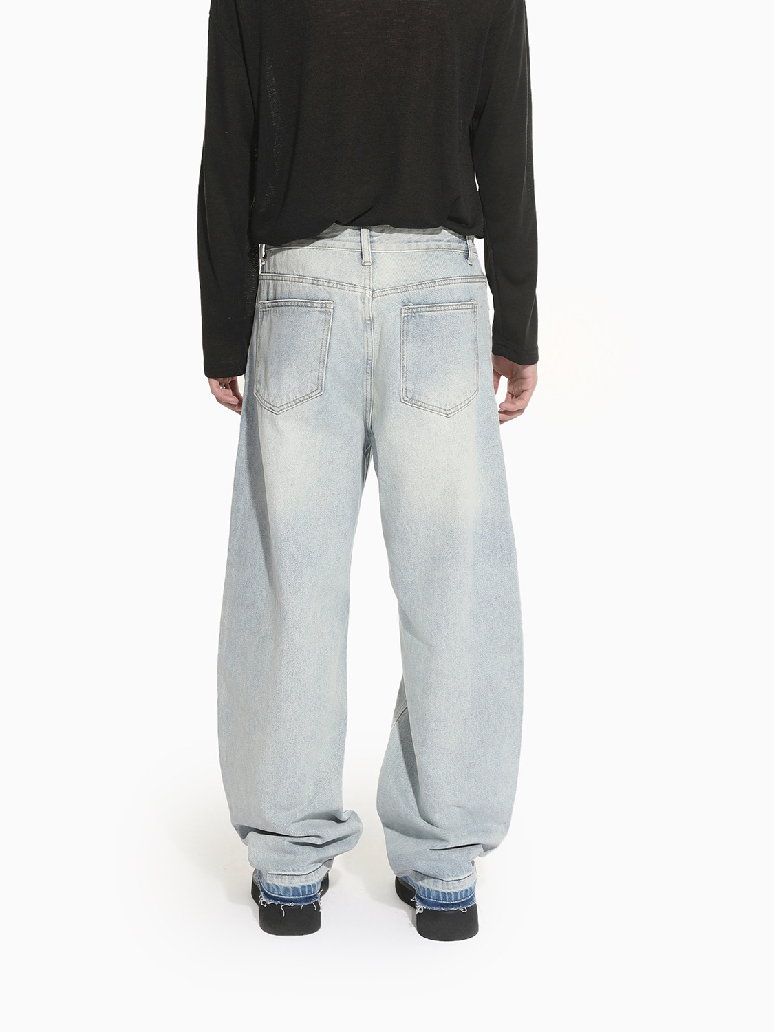 MTLCLOTHES Hombres| Nicho de deconstrucción diseño de empalme sensación de piernas anchas claras manivela rectas jeans de moda