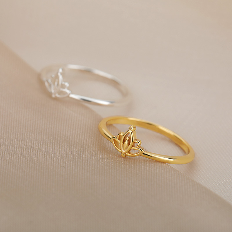 Gold Hollow Lotus Ring