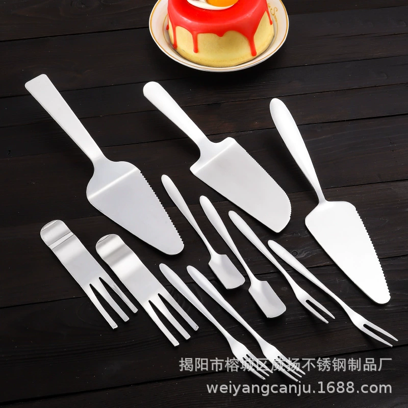 Stainless steel birthday cake set pizza spatula dessert fork spoon tableware production mooncake cutlery fork ins style