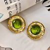 Design earrings, advanced green silver needle, fashionable brand accessory, high-quality style, wholesale