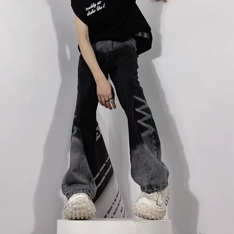 Любимые брюки, джинсы, oversize, свободный прямой крой, стиль высокого качества, американский стиль, градиент