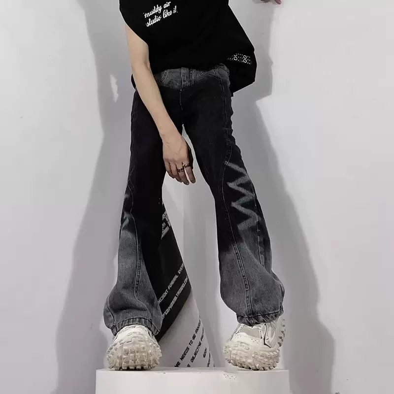 Любимые брюки, джинсы, oversize, свободный прямой крой, стиль высокого качества, американский стиль, градиент